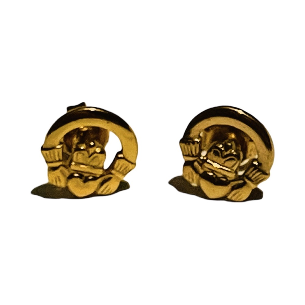 3/$15 Gold Tone Claddagh Stud Earrings